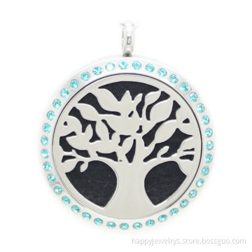 Jenia Stainless Steel Aromatherapy Essential Oil Diffuser Frame Angel Pendant Necklace Crystal Locket